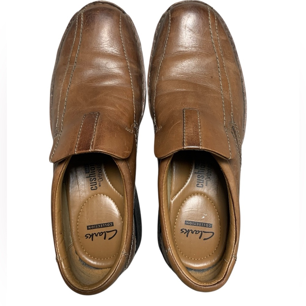 Clarks Mens Brown Leather Loafers Slip On Shoes 26113919 Size 9.5